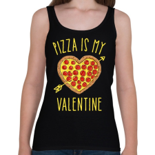 PRINTFASHION Pizza is my valentine - Női atléta - Fekete női trikó
