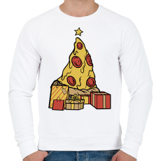 PRINTFASHION Pizza karácsonyfa - Férfi pulóver - Fehér