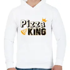 PRINTFASHION Pizza király - Férfi kapucnis pulóver - Fehér férfi pulóver, kardigán