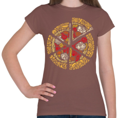 PRINTFASHION Pizza - Női póló - Mogyoróbarna