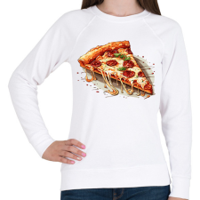 PRINTFASHION Pizza - Női pulóver - Fehér női pulóver, kardigán