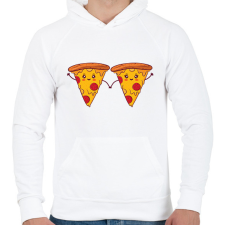 PRINTFASHION Pizza pár - Férfi kapucnis pulóver - Fehér férfi pulóver, kardigán