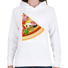 PRINTFASHION Pizza son - Női kapucnis pulóver - Fehér