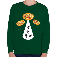 PRINTFASHION Pizza UFO - Gyerek pulóver - Sötétzöld