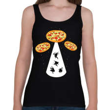 PRINTFASHION Pizza UFO - Női atléta - Fekete női trikó