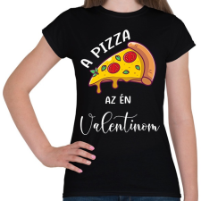 PRINTFASHION Pizza Valentin nap - Női póló - Fekete női póló