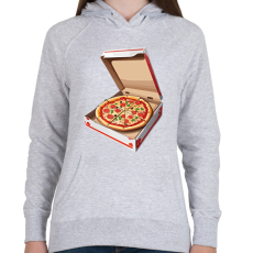 PRINTFASHION Pizzás doboz - Női kapucnis pulóver - Sport szürke