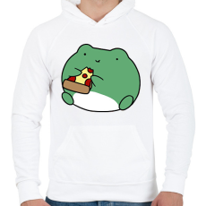 PRINTFASHION Pizzát evő béka - Férfi kapucnis pulóver - Fehér