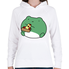PRINTFASHION Pizzát evő béka - Női kapucnis pulóver - Fehér