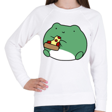 PRINTFASHION Pizzát evő béka - Női pulóver - Fehér