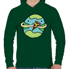 PRINTFASHION Pizzearth! - Férfi kapucnis pulóver - Sötétzöld