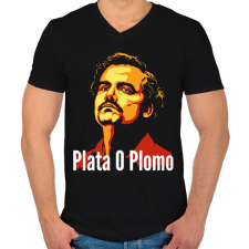 PRINTFASHION Plata O Plomo - Férfi V-nyakú póló - Fekete férfi póló