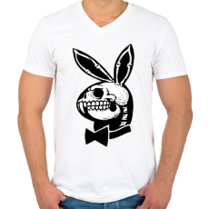 PRINTFASHION Playboy nyuszi csontváz - Férfi V-nyakú póló - Fehér
