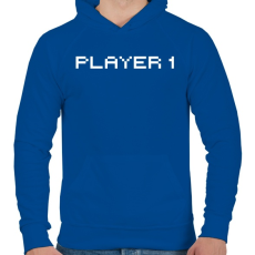 PRINTFASHION PLAYER 1 - Férfi kapucnis pulóver - Királykék