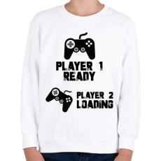 PRINTFASHION Player 1, Player 2 - Kismama - Gyerek pulóver - Fehér