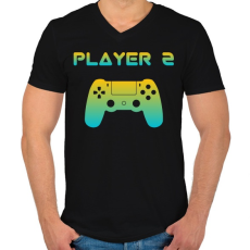 PRINTFASHION PLAYER 2 - Férfi V-nyakú póló - Fekete