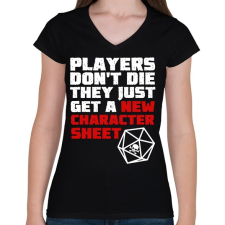 PRINTFASHION Players don't die - Női V-nyakú póló - Fekete női póló