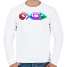PRINTFASHION Playstation gombok logója - Férfi pulóver - Fehér férfi pulóver, kardigán