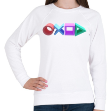 PRINTFASHION Playstation gombok logója - Női pulóver - Fehér női pulóver, kardigán