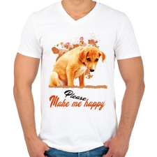 PRINTFASHION please make me happy - Férfi V-nyakú póló - Fehér férfi póló