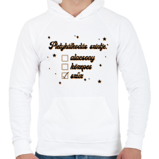 PRINTFASHION Pletykálkodás szintje - Férfi kapucnis pulóver - Fehér