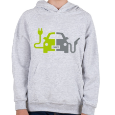 PRINTFASHION Plug-In Hybrid Electric Vehicle - Gyerek kapucnis pulóver - Sport szürke gyerek pulóver, kardigán