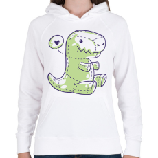 PRINTFASHION Plüss dínó - Női kapucnis pulóver - Fehér