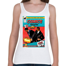 PRINTFASHION Pofonosztó comics - Női atléta - Fehér női trikó
