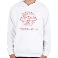 PRINTFASHION Pokélabda - Gyerek kapucnis pulóver - Fehér