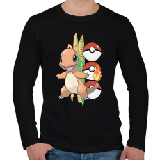 PRINTFASHION pokemon charmander - Férfi hosszú ujjú póló - Fekete