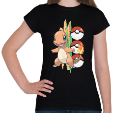PRINTFASHION pokemon charmander - Női póló - Fekete