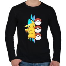 PRINTFASHION pokemon pikachu - Férfi hosszú ujjú póló - Fekete férfi póló