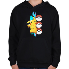 PRINTFASHION pokemon pikachu - Gyerek kapucnis pulóver - Fekete gyerek pulóver, kardigán