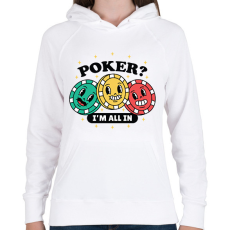 PRINTFASHION Póker - All in - Női kapucnis pulóver - Fehér