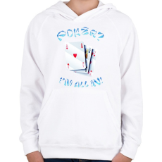 PRINTFASHION Póker - Gyerek kapucnis pulóver - Fehér
