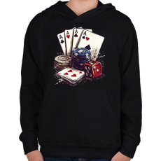 PRINTFASHION póker - Gyerek kapucnis pulóver - Fekete