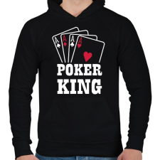 PRINTFASHION Póker king - Férfi kapucnis pulóver - Fekete férfi pulóver, kardigán