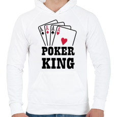 PRINTFASHION Póker király - Férfi kapucnis pulóver - Fehér