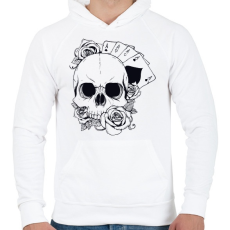 PRINTFASHION Póker koponya - Férfi kapucnis pulóver - Fehér