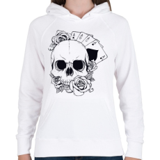PRINTFASHION Póker koponya - Női kapucnis pulóver - Fehér