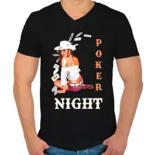 PRINTFASHION POKER NIGHT - Férfi V-nyakú póló - Fekete férfi póló