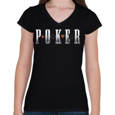 PRINTFASHION Poker - Női V-nyakú póló - Fekete női póló