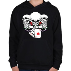 PRINTFASHION Poker Skulls - Gyerek kapucnis pulóver - Fekete