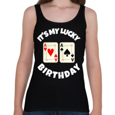 PRINTFASHION POKER SZÜLINAP - Női atléta - Fekete női trikó