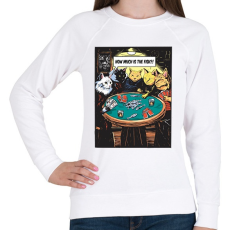 PRINTFASHION Pókerező macskák - Női pulóver - Fehér