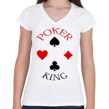 PRINTFASHION pokerking_1 - Női V-nyakú póló - Fehér női póló