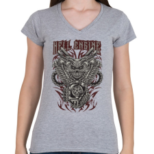 PRINTFASHION Pokoli motor - Női V-nyakú póló - Sport szürke női póló