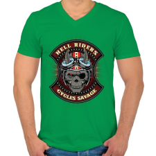 PRINTFASHION Pokoli motoros - Férfi V-nyakú póló - Zöld férfi póló