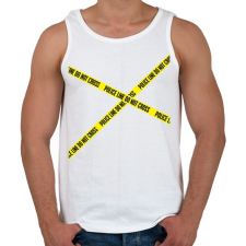 PRINTFASHION police-line - Férfi atléta - Fehér atléta, trikó