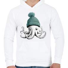 PRINTFASHION Polip - Férfi kapucnis pulóver - Fehér